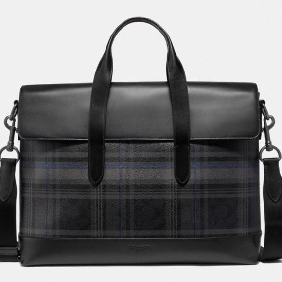 Coach Other - NEW COACH men Plaid Check Business Briefcase bag
